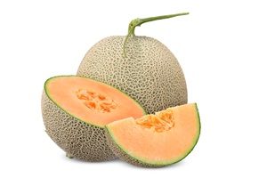 melon and half slice isolated with clipping path